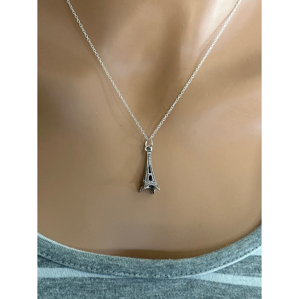 Sterling Silver Eiffel Tower Necklace, Silver Eiffel Tower Necklace View 2